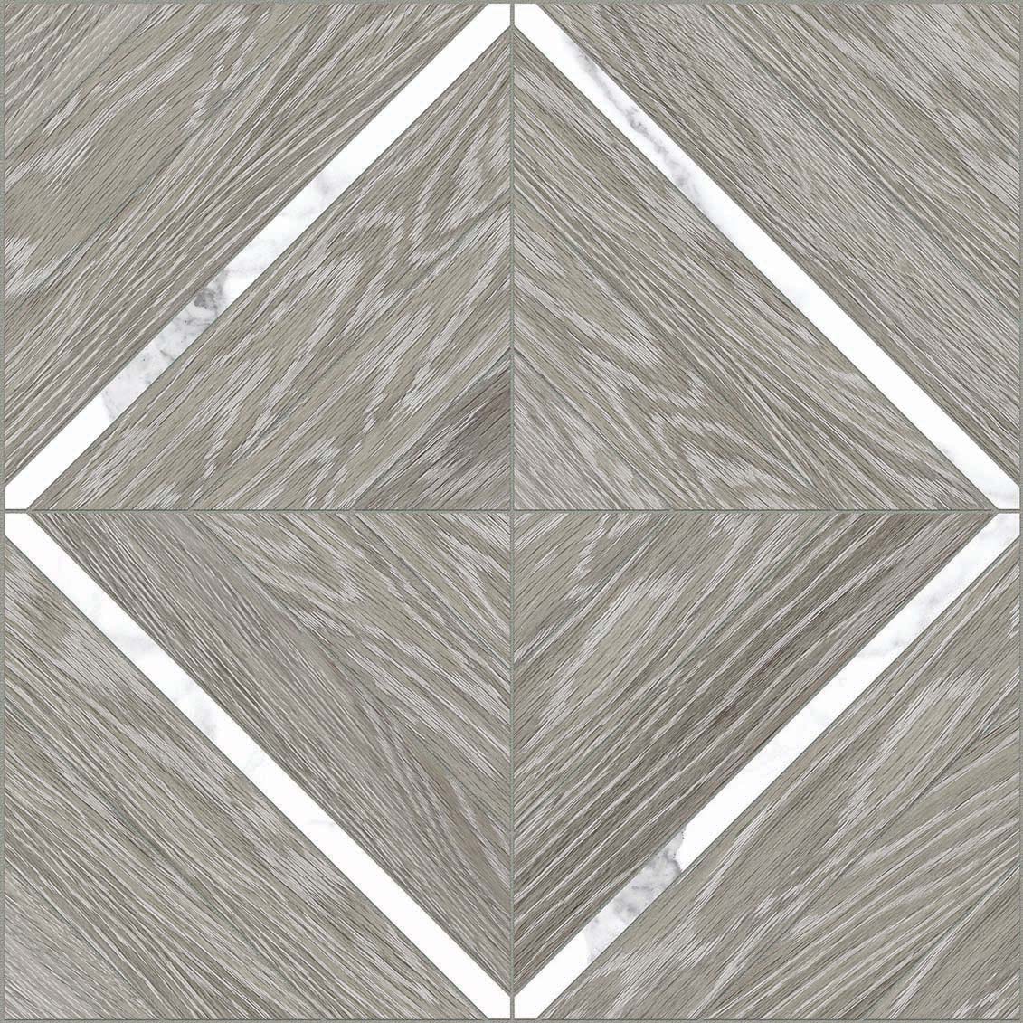 Anatolia Tile 16X16 Aspen Beachcomber With Polished Statuario Venato Marquetry Matte Porcelain Mosaics. 1 Sheet = 1.69 Sq. Ft. 4501-0014-1 Beachcomber Statuario Marquetry - premium natural stone mosaic tile from Anatolia Tile, available at PoshHaus showroom in Keene, NH