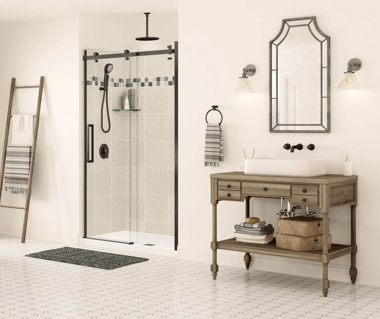 MAAX 138996-900-173-000 Halo 44 ½-47 x 78 ¾ in. 8mm Sliding Shower Door for Alcove Installation with Clear glass in Dark Bronze