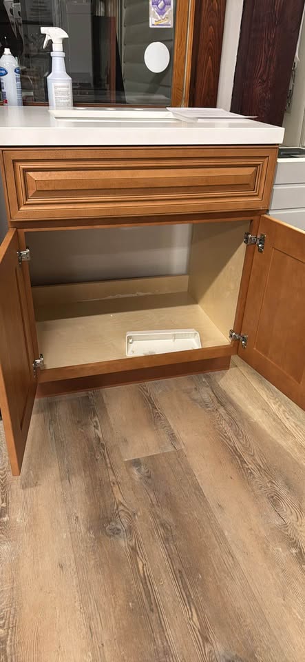 30” Solid Wood Vanity Base with White Quartz Top