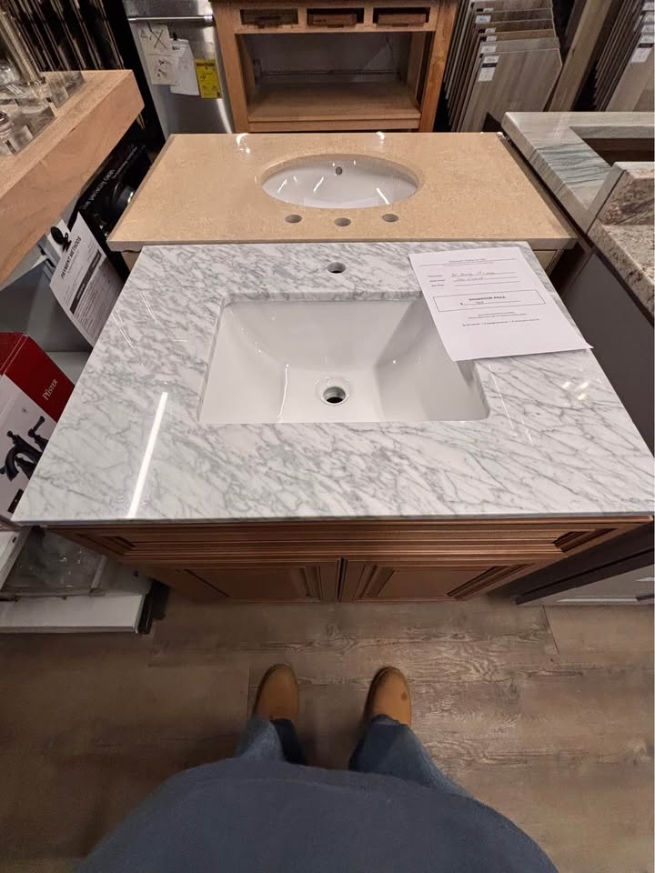 30” Solid Wood Vanity w/ Marble Top