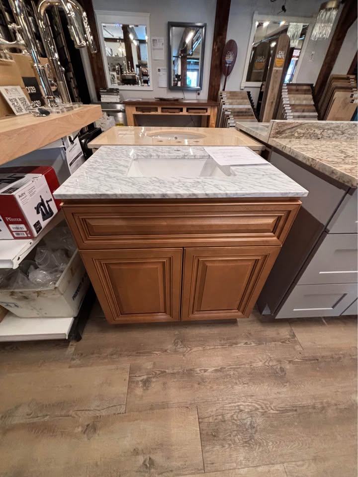 30” Solid Wood Vanity w/ Marble Top