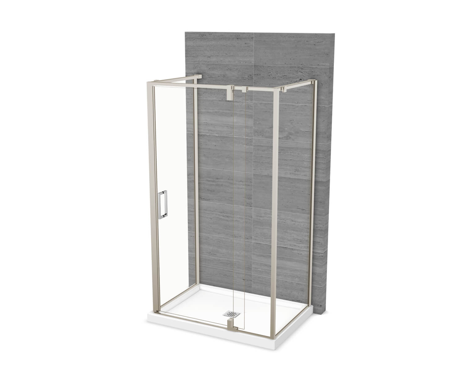MAAX 137865-900-305-000 ModulR 48 x 32 x 78 in. 8mm Pivot Shower Door for Wall-mount Installation with Clear glass in Brushed Nickel