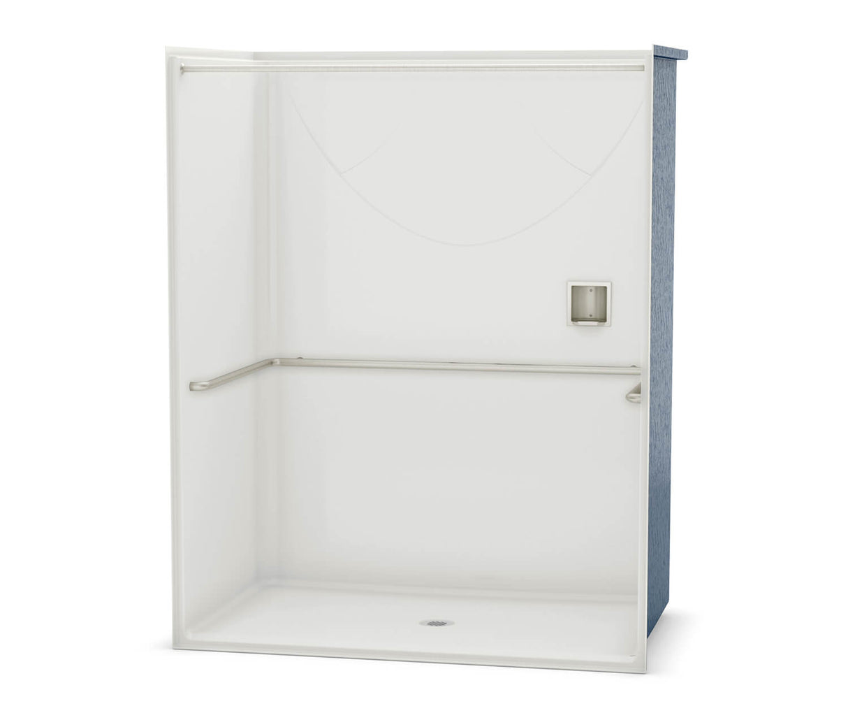MAAX 106079-000-002-114 OPS-6036-RS - ADA U-Bar AcrylX Alcove Center Drain One-Piece Shower in White