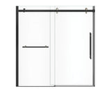 MAAX 138485-900-370-000 Vela 56 ½-59 x 59 in. 8 mm Sliding Tub Door with Towel Bar for Alcove Installation with Clear glass in Matte Black and Brushed Nickel