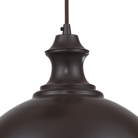 Elk Home Farmhouse 1-Light Pendant - in Oiled Bronze Finish, with Oiled Bronze Metal Shade, Transitional Style