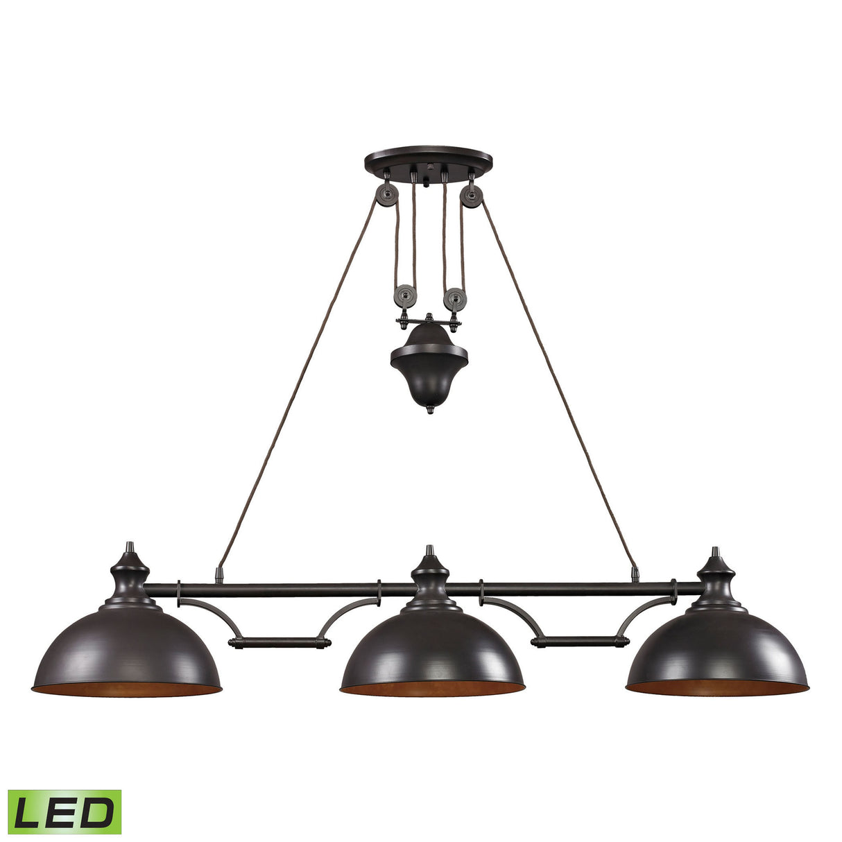 Elk 65151-3-LED Farmhouse 56'' Wide 3-Light Linear Chandelier - Oiled Bronze