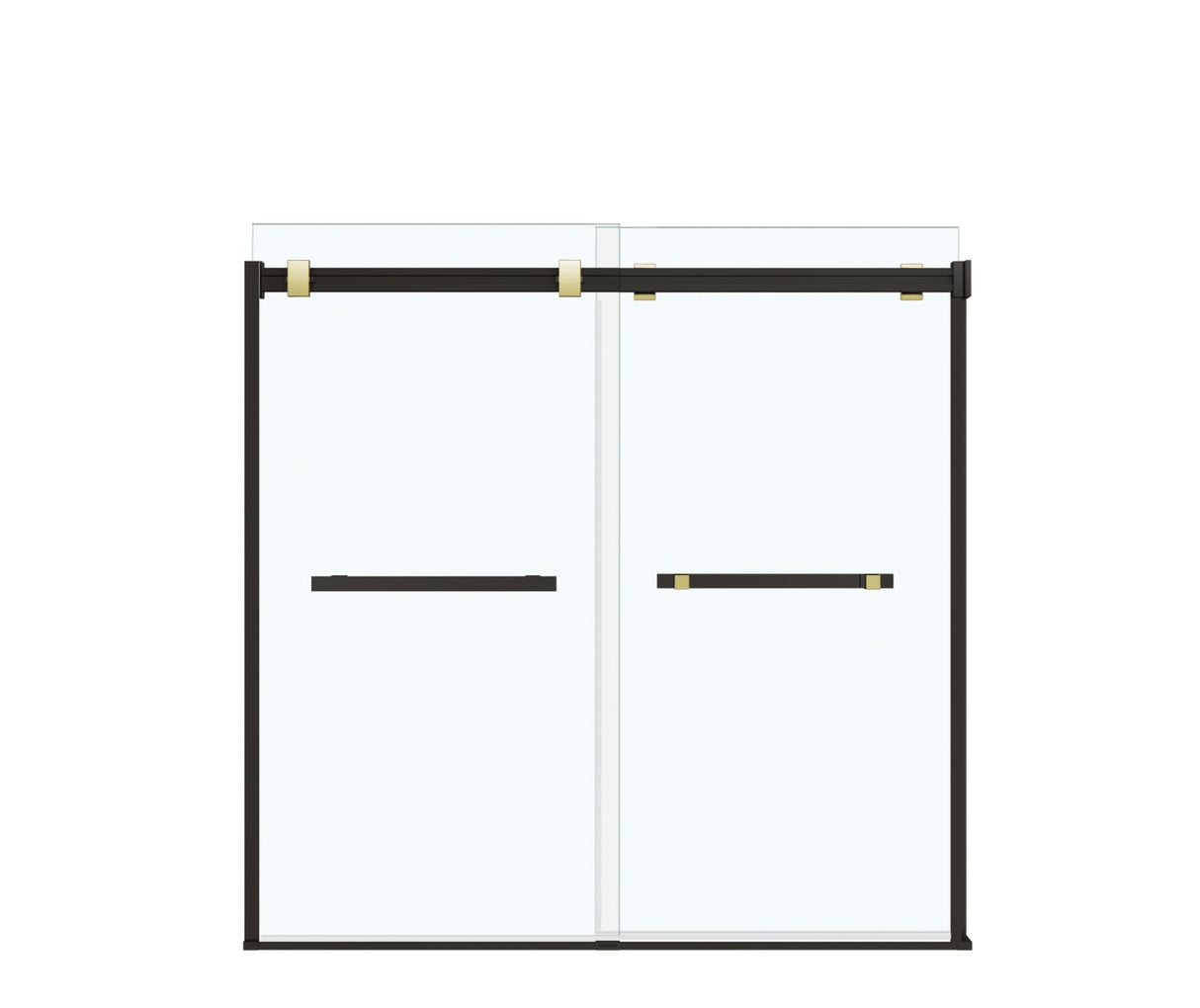 MAAX 136270-900-380-000 Duel 56-59 x 55 ½ x 59 in. 8 mm Bypass Tub Door for Alcove Installation with Clear glass in Matte Black & Brushed Gold