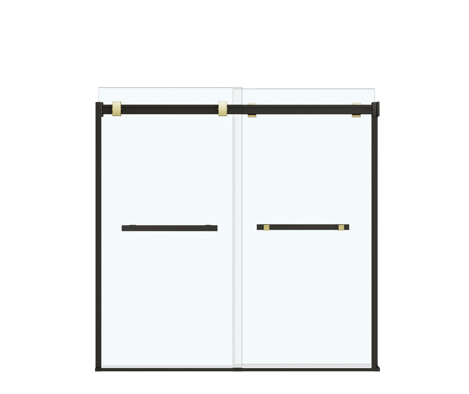 MAAX 136270-900-380-000 Duel 56-59 x 55 ½ x 59 in. 8 mm Bypass Tub Door for Alcove Installation with Clear glass in Matte Black & Brushed Gold