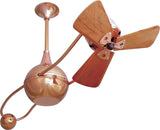 Matthews Fan B2K-BRCP-WD Brisa 360° counterweight rotational ceiling fan in Brushed Copper finish with solid sustainable mahogany wood blades.