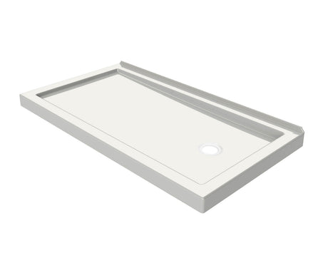 MAAX 410005-505-001-001 B3Round 6032 Acrylic Wall Mounted Shower Base in White with Left-Hand Drain