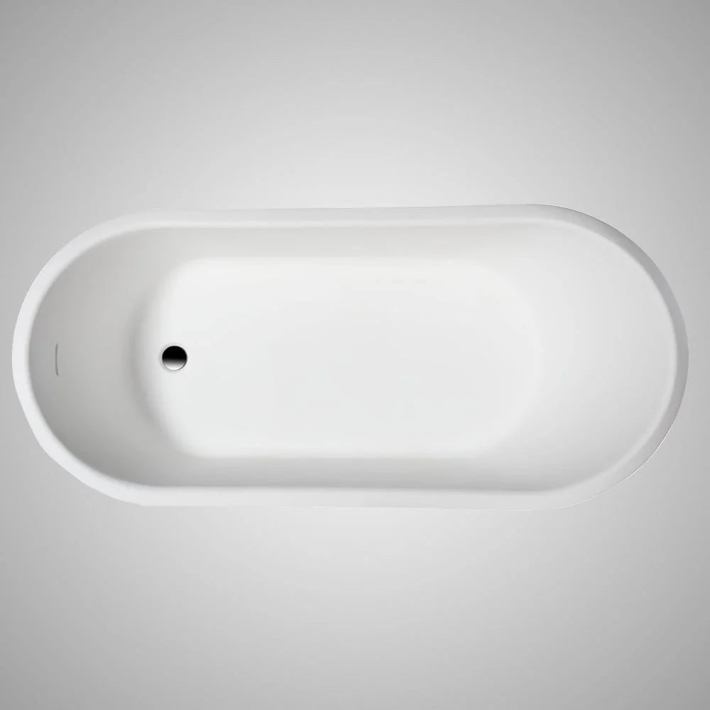 New England Home Goods 67" Kennebunk Solid Surface Stone Resin Slipper Freestanding Pedestal Bathtub