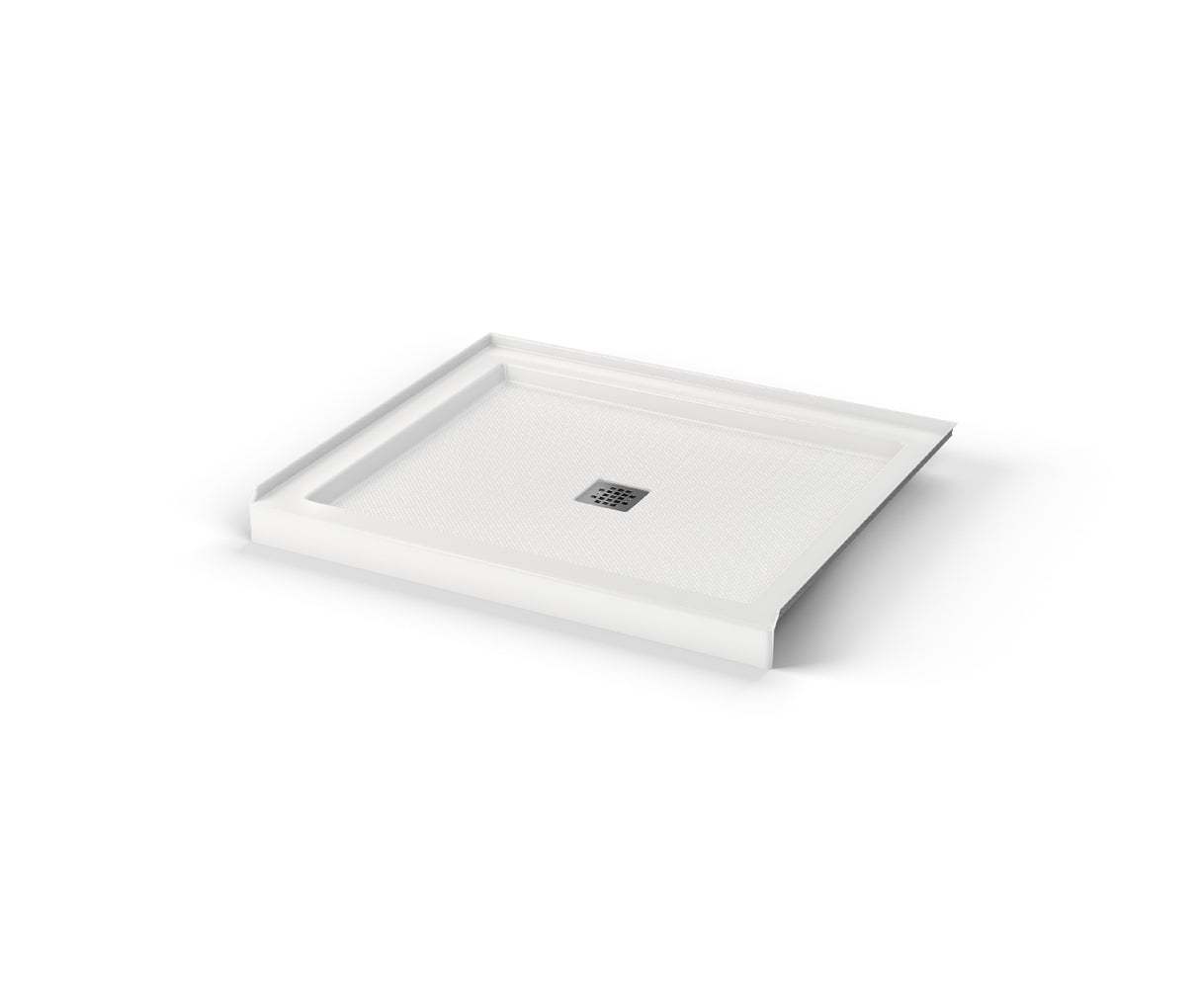 MAAX 420002-541-001-100 B3Square 4834 Acrylic Alcove Shower Base in White with Anti-slip Bottom with Center Drain