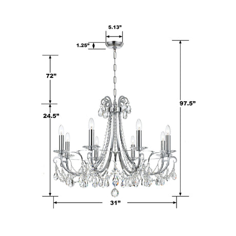 Othello 8 Light Polished Chrome Chandelier 6828-CH-CL-MWP