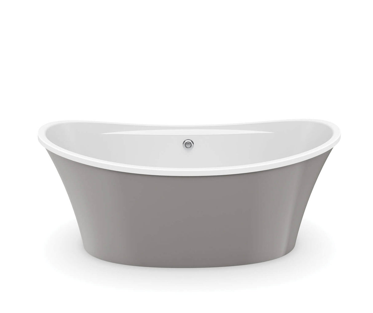 MAAX 106267-000-001-101 Ariosa 6636 Acrylic Freestanding Center Drain Bathtub in White with Sterling Silver Skirt
