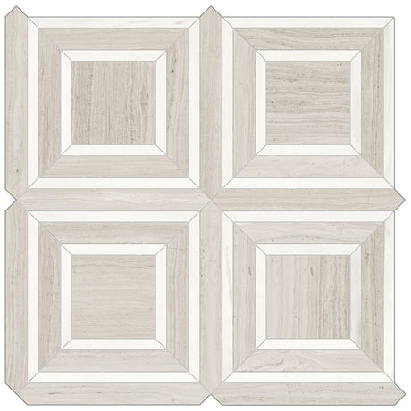 Anatolia Tile Mayfair Strada Ash Piazza Polished Porcelain Mosaics. 1 Sheet = .96 Sq. Ft. 4501-0155-1 Strada Ash Piazza - premium natural stone mosaic tile from Anatolia Tile, available at PoshHaus showroom in Keene, NH