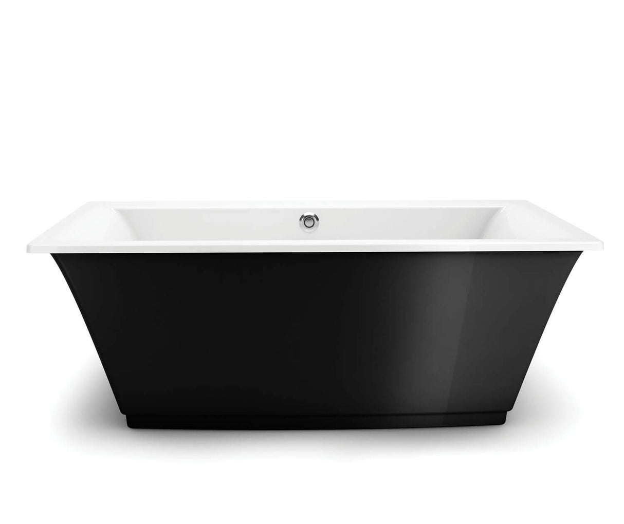 MAAX 105742-055-015 Optik 6636 F Acrylic Freestanding Center Drain Aerofeel Bathtub in White with Black Skirt