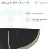 36 Inch Ceramic Vanity Sink Top in Matte Black