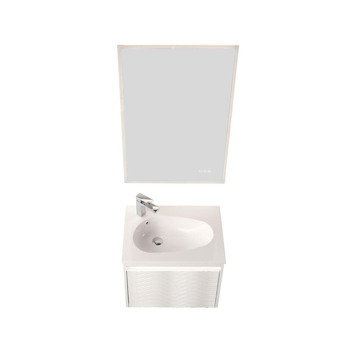 Blossom Voyage 24″ Vanity, Droplet-Shaped Basin - LED Illuminated & Wave-Front Design