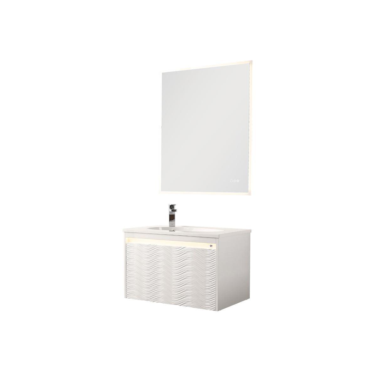 Blossom Voyage 30″ Vanity with Droplet-Shaped Basin - LED Illuminated & Unique Wave-Front Design