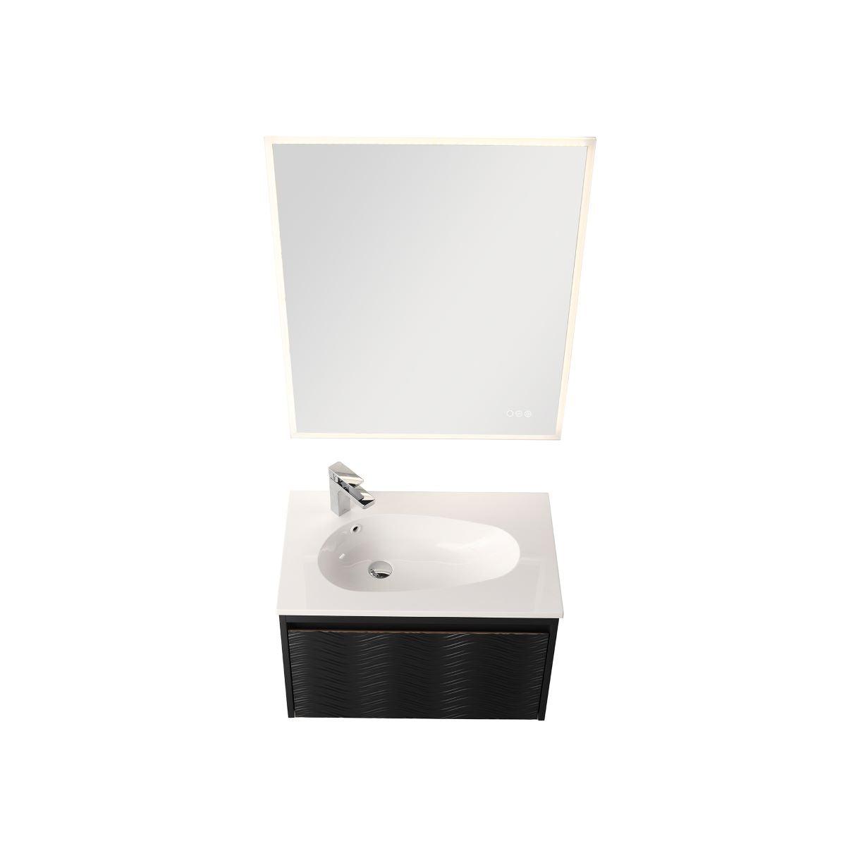 Blossom Voyage 30″ Vanity with Droplet-Shaped Basin - LED Illuminated & Unique Wave-Front Design