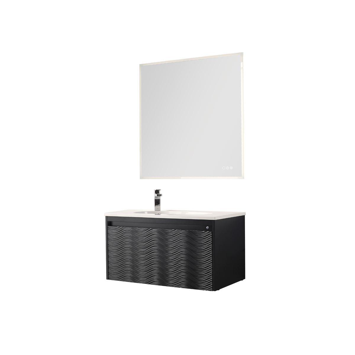 Blossom Voyage 36″ Vanity with Droplet-Shaped Basin - LED Illuminated & Wave-Shaped Front Design