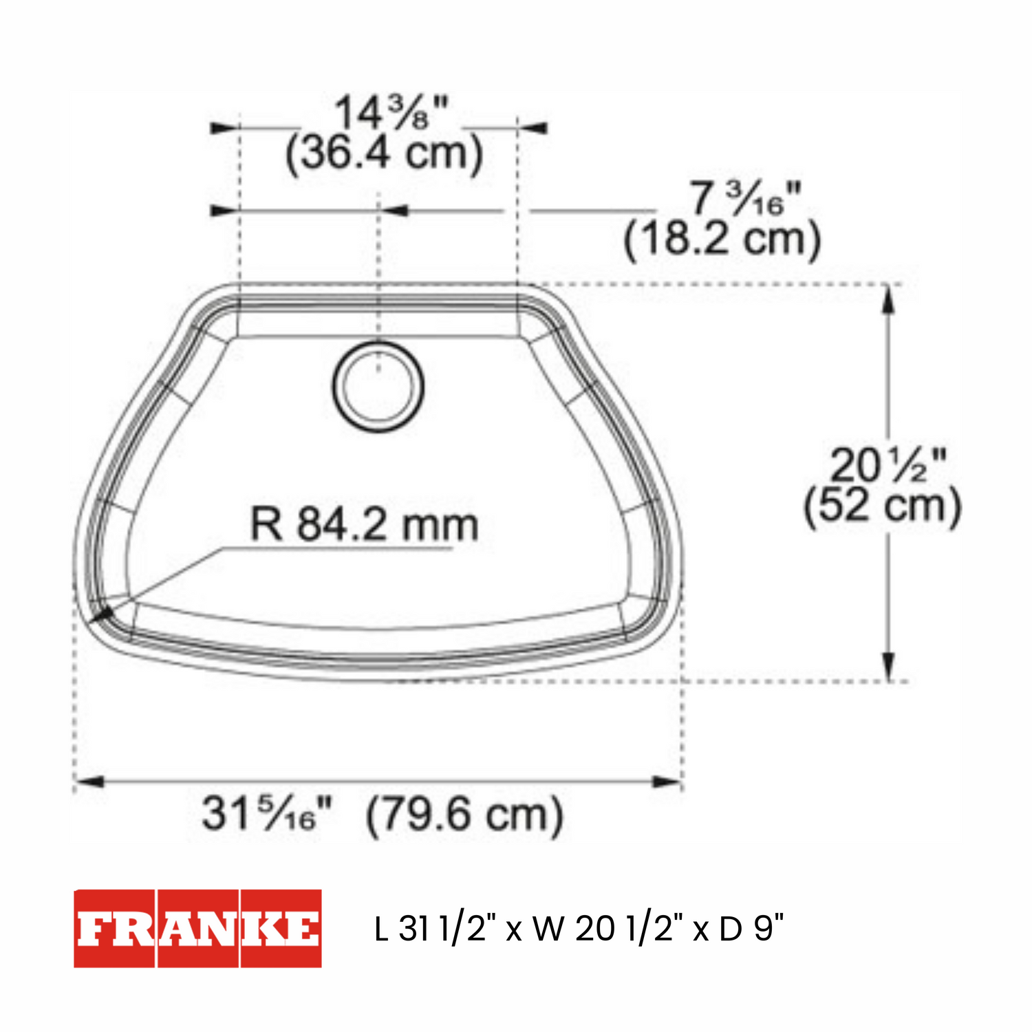 Franke CQX11029 Centennial Undermount Single Bowl Kitchen Sink, Large (Showroom Display for Sale)