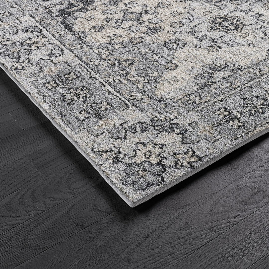 Eviva Mosaic 3' x 5' Damask Gray Rug