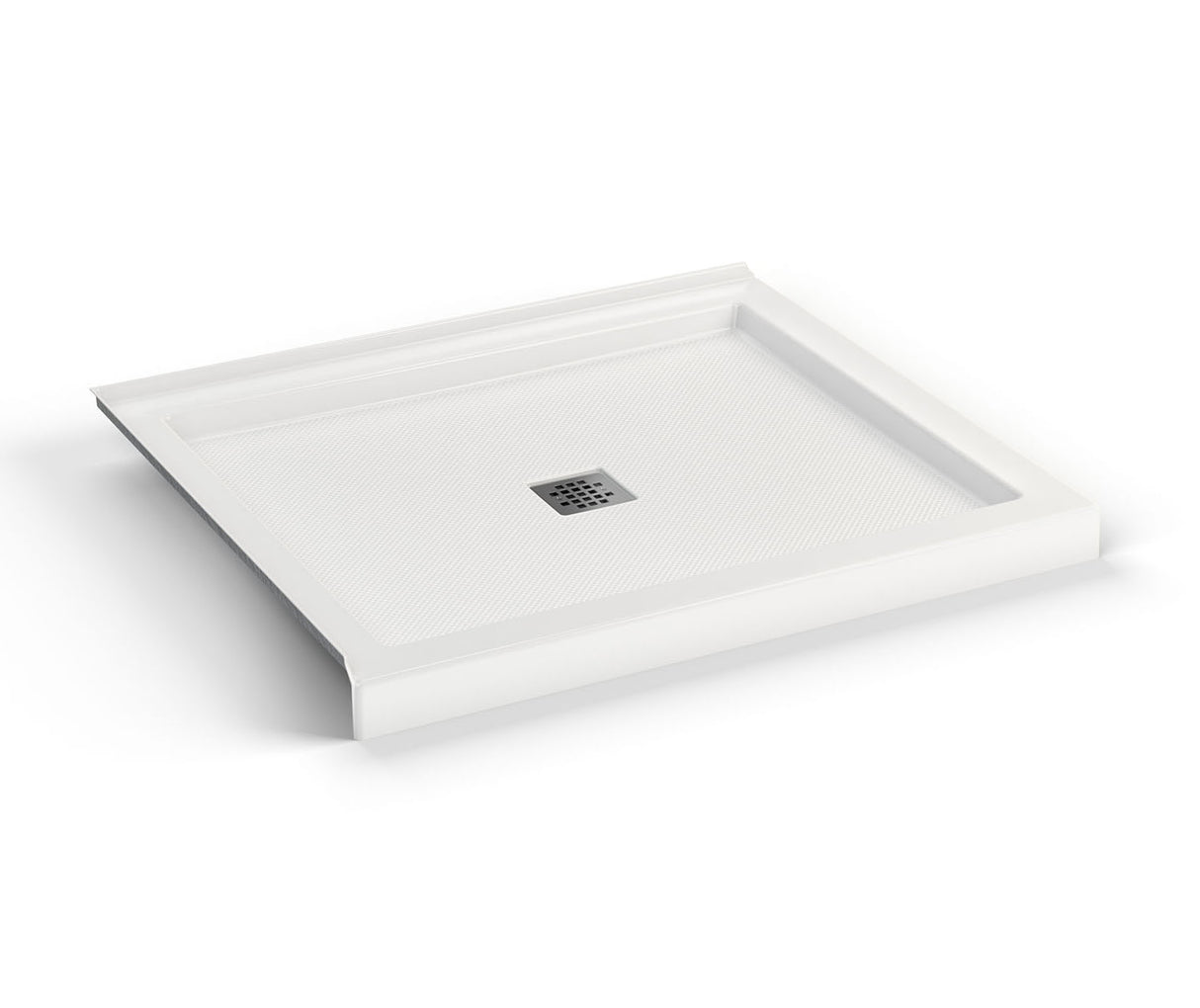 MAAX 420034-542-001-100 B3Square 4236 Acrylic Corner Left Shower Base in White with Anti-slip Bottom with Center Drain