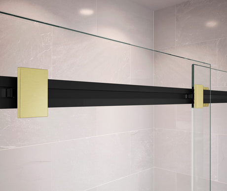MAAX 136271-900-380-000 Duel 44-47 x 70 ½-74 in. 8 mm Bypass Shower Door for Alcove Installation with Clear glass in Matte Black & Brushed Gold