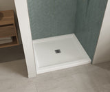 MAAX 420002-541-001-100 B3Square 4834 Acrylic Alcove Shower Base in White with Anti-slip Bottom with Center Drain