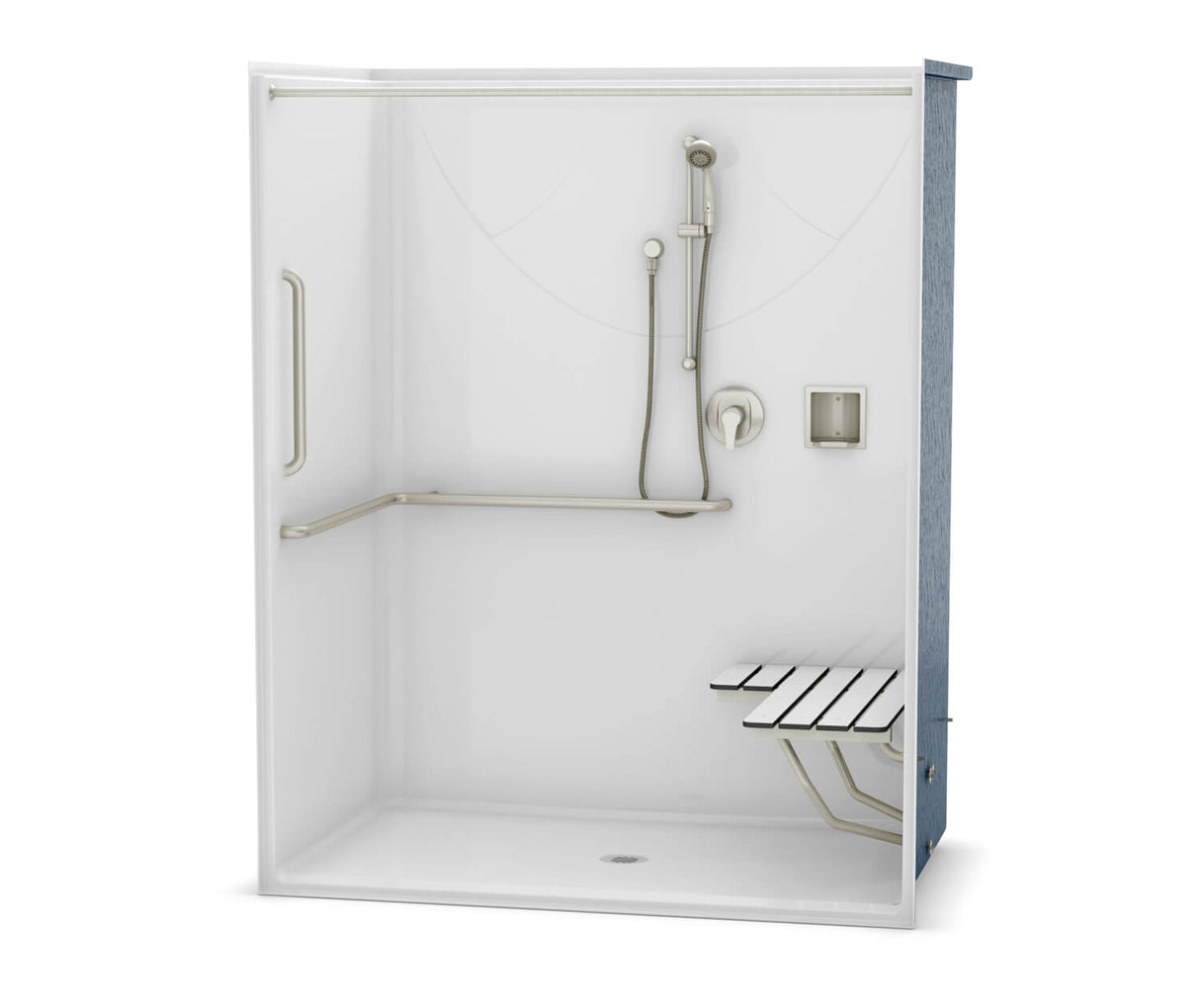 MAAX 106779-000-002-135 OPS-6036 - ANSI Compliant AcrylX Alcove Center Drain One-Piece Shower in White