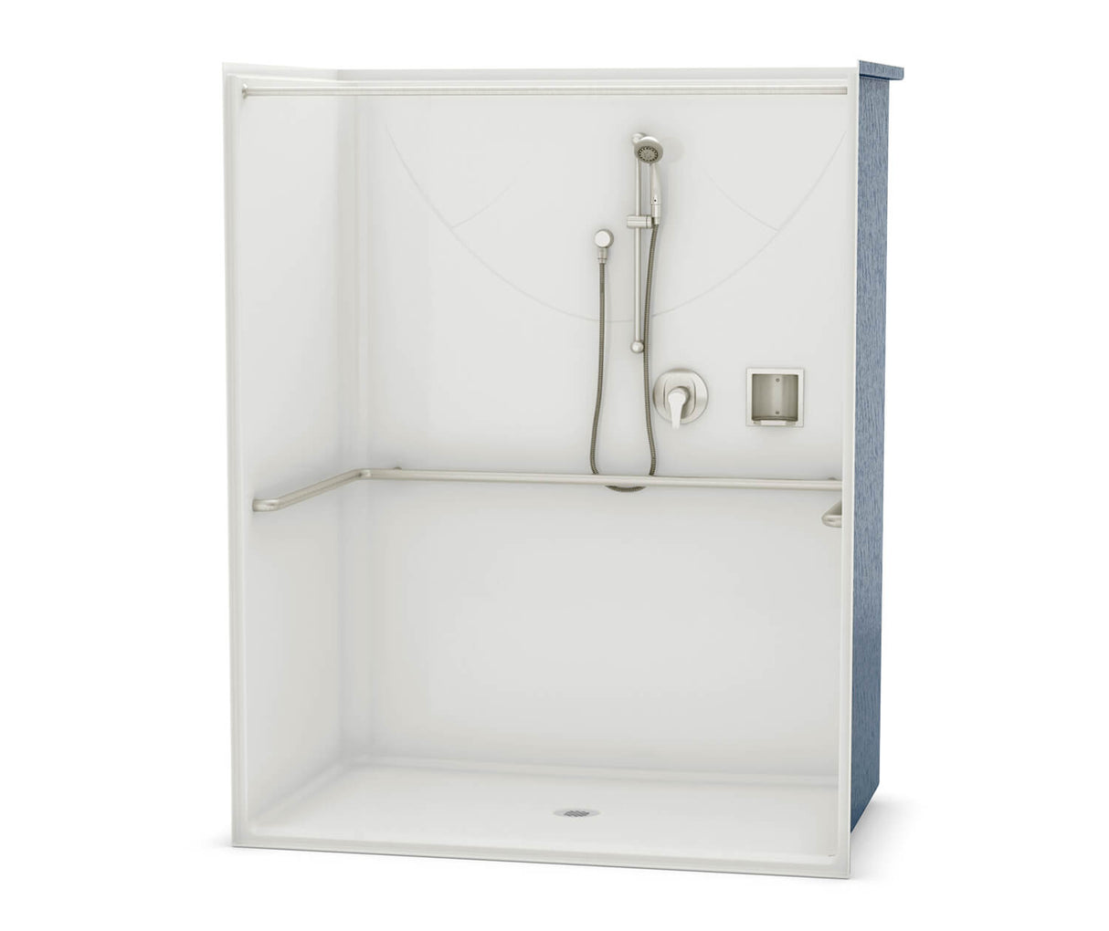 MAAX 106082-000-002-119 OPS-6036-RS ADA Compliant (without Seat) AcrylX Alcove Center Drain One-Piece Shower in White