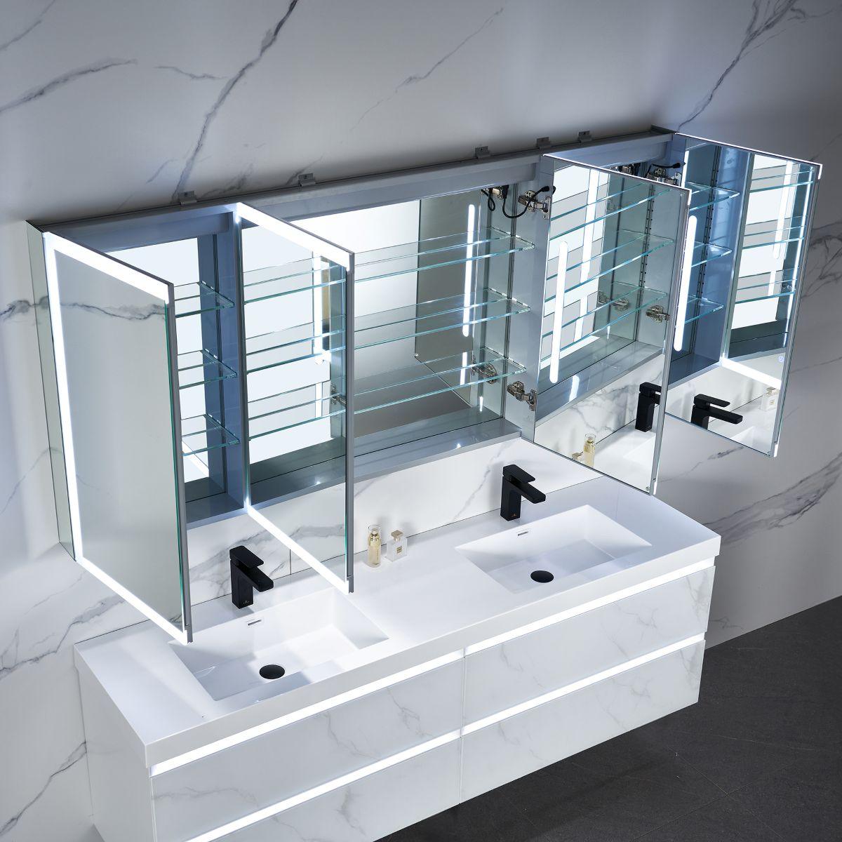 Capella LED Medicine Cabinet – Smart Vanity Mirror with Adjustable LED and Defogger