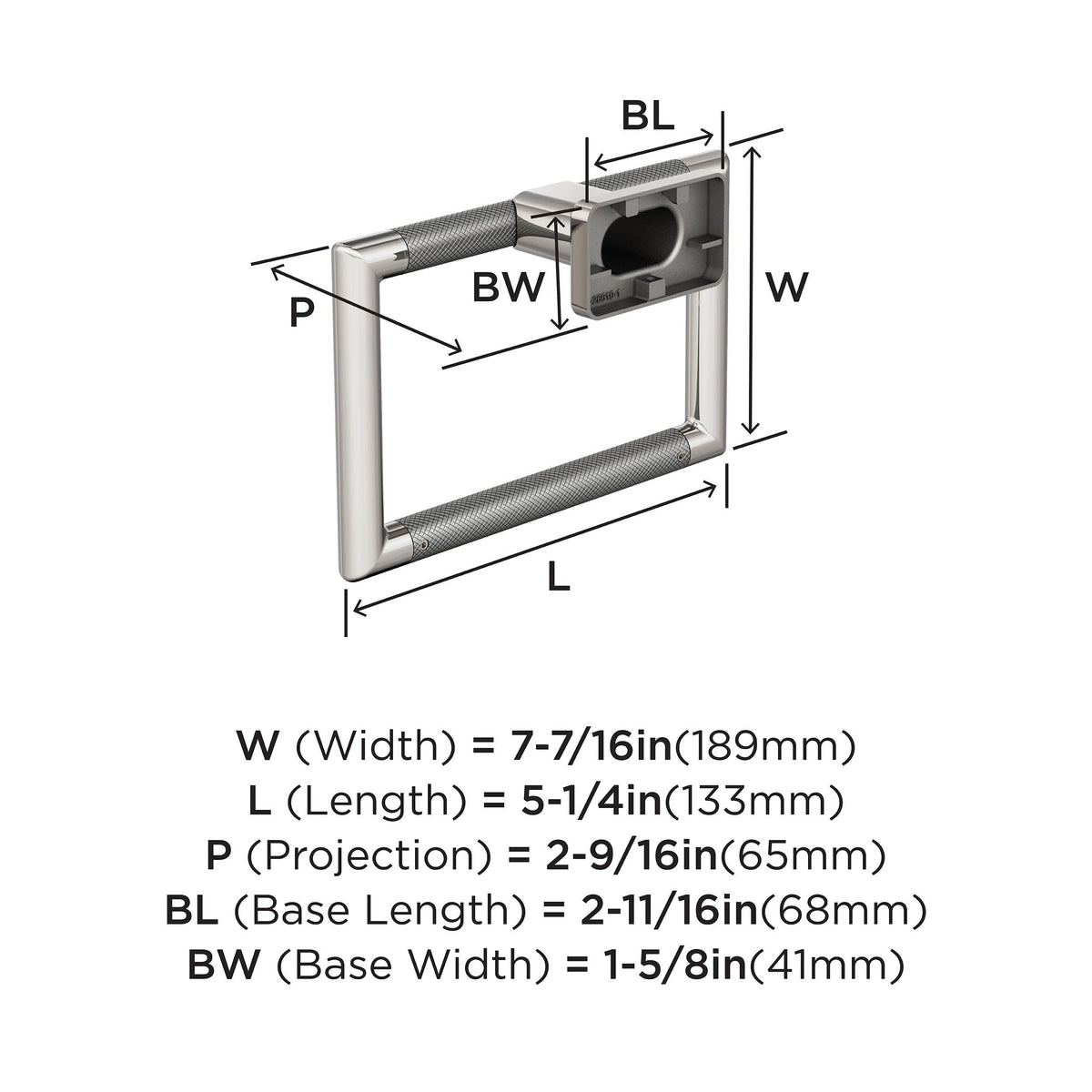 Amerock BH26612PNSS Polished Nickel/Stainless Steel Towel Ring 5-1/4 in (133 mm) Towel Holder Esquire Hand Towel Holder for Bathroom Wall Small Kitchen Towel Holder Bath Accessories