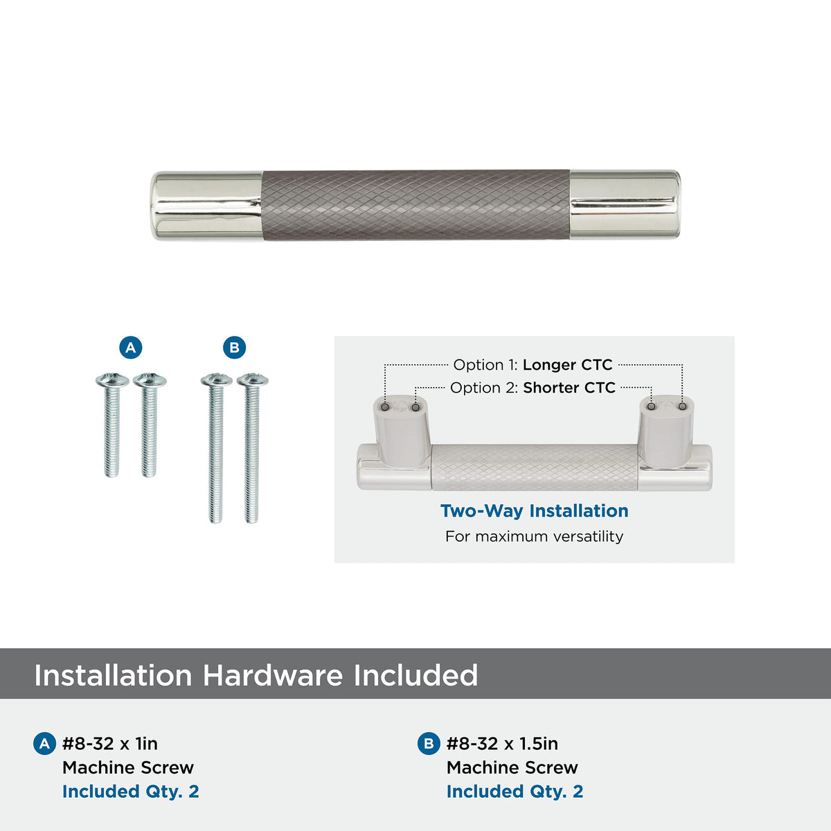 Amerock Cabinet Pull Polished Nickel/Stainless Steel 3inch & 3-3/4 inch (76mm & 96 mm) Center to Center Esquire 1 Pack Drawer Pull Drawer Handle Cabinet Hardware