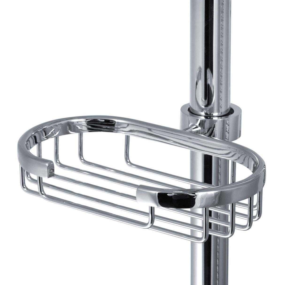 PULSE ShowerSpas 1010-CH Adjustable Slide Bar for Hand Shower with Wire Basket Soap Dish, Polished Chrome