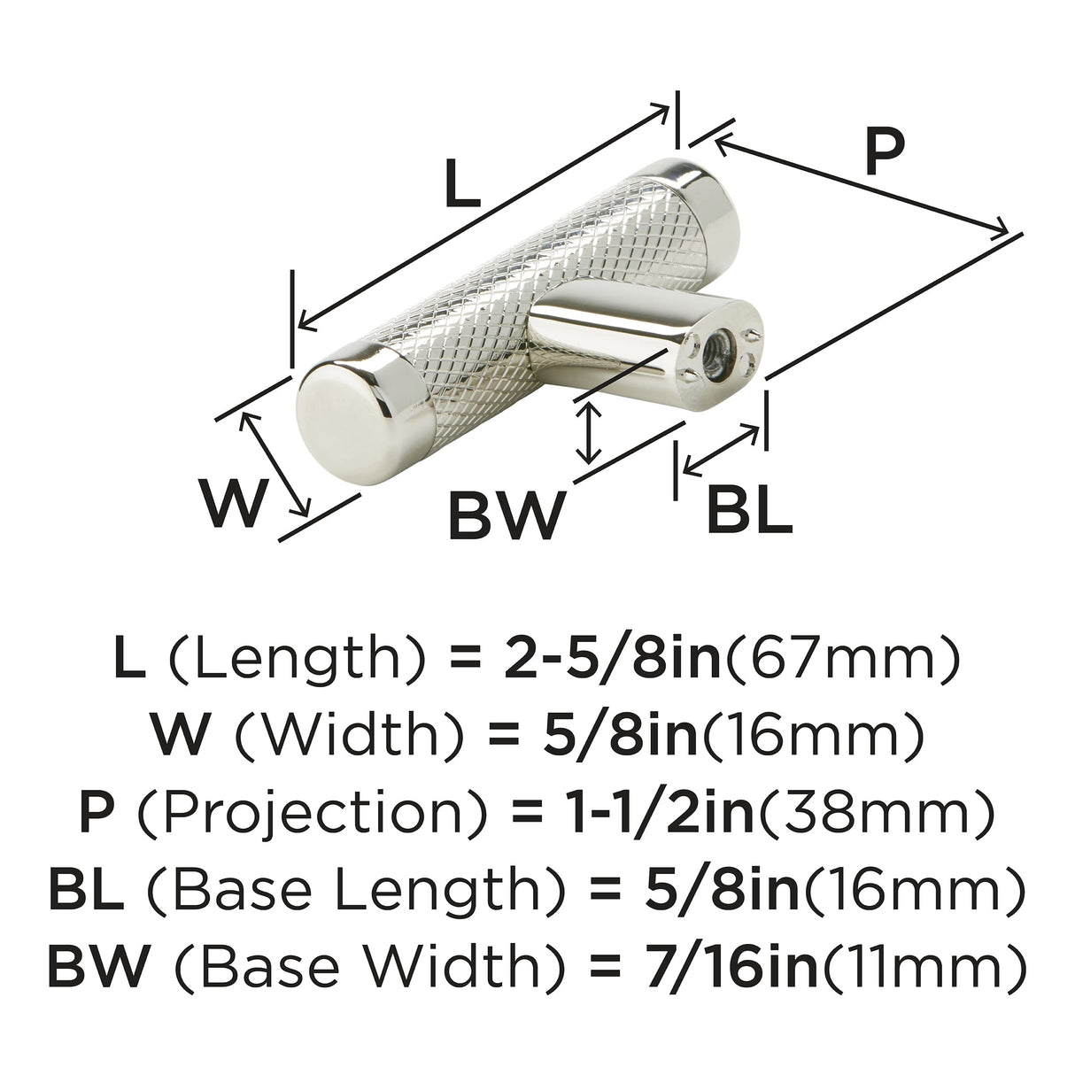 Amerock Kitchen Cabinet Knob Polished Nickel 2-5/8 in (67 mm) Bronx 1 Pack Furniture Hardware Bathroom Drawer Knob| Dresser Drawer Handle Cabinet Pull