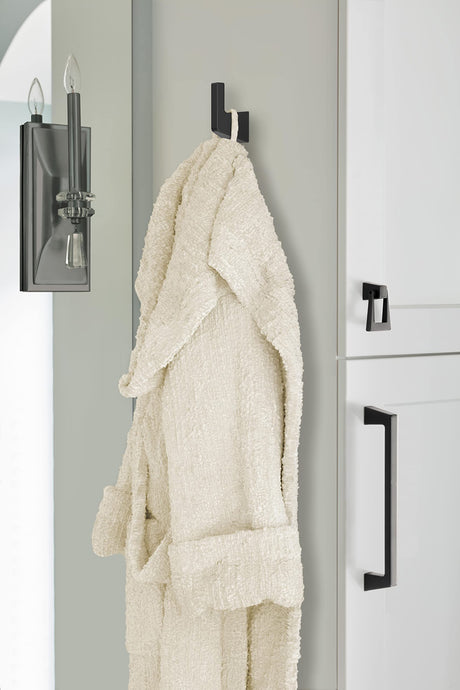Amerock BH36000MB Matte Black Single Robe Hook 3-9/16 in. (90 mm) Length Towel Holder Blackrock Towel Hook for Bathroom Bathroom Hardware Bath Accessories