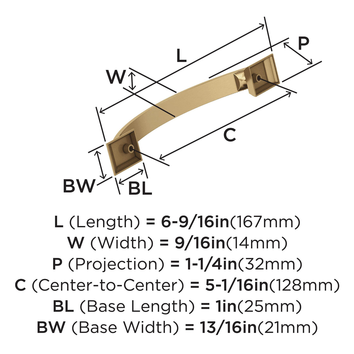 Amerock Cabinet Pull Champagne Bronze 5-1/16 in (128 mm) Center-to-Center Drawer Pull Candler Kitchen and Bath Hardware Furniture Hardware