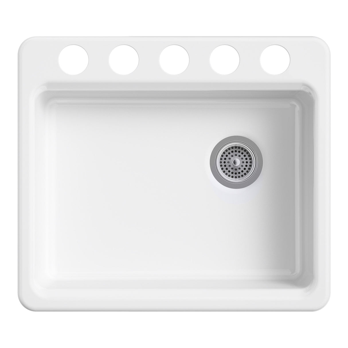 KOHLER K-5479-5U-7 Riverby Undermount Single-Bowl Kitchen Sink with 5 Oversized Faucet Holes, 25" x 22" x 5-7/8", Black Black