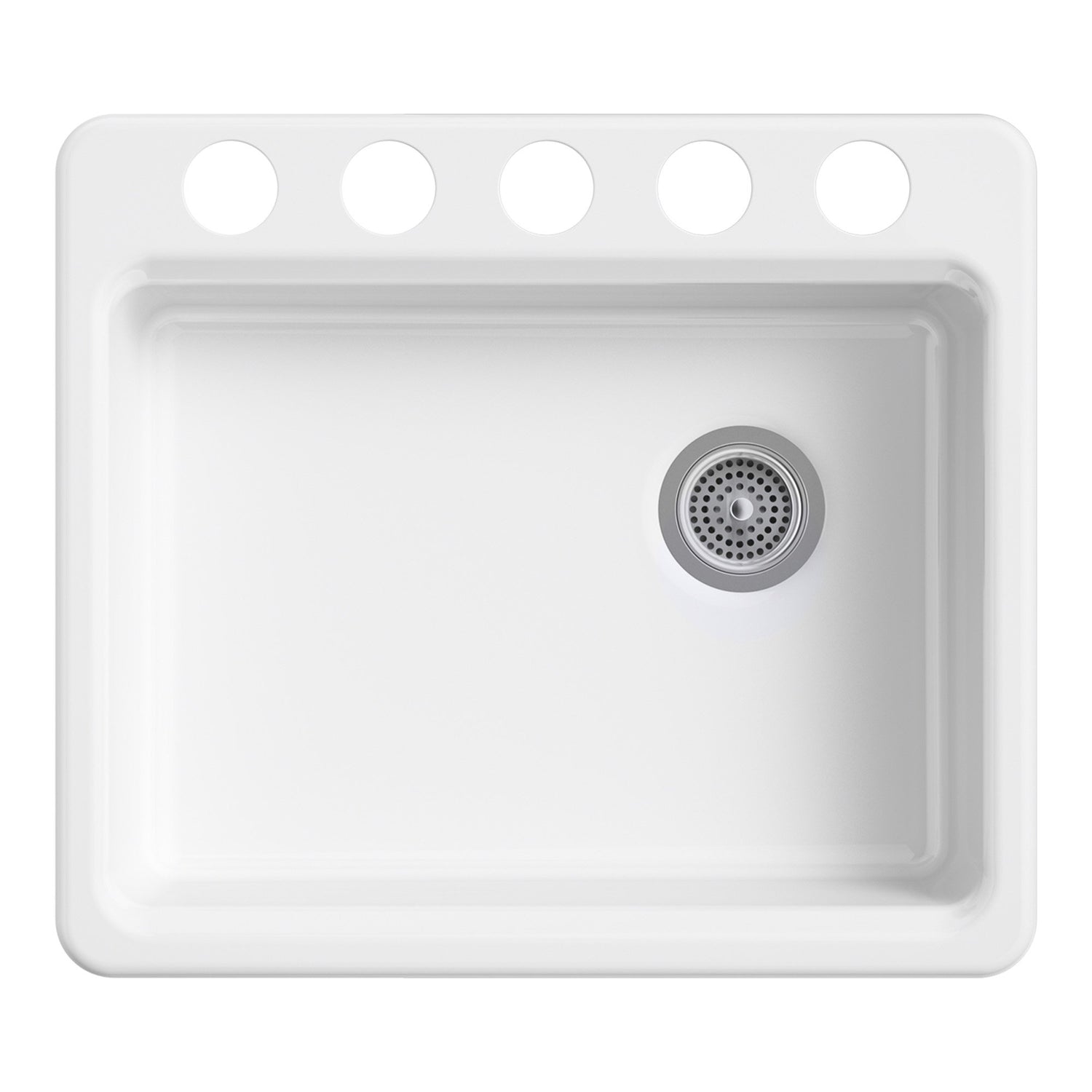 KOHLER K-5479-5U-7 Riverby Undermount Single-Bowl Kitchen Sink with 5 Oversized Faucet Holes, 25" x 22" x 5-7/8", Black Black