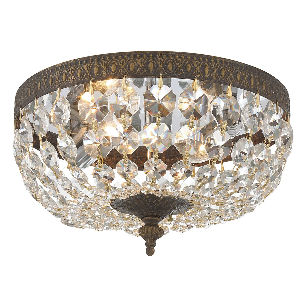 Crystorama 2 Light Swarovski Strass Crystal English Bronze Flush Mount 710-EB-CL-S
