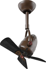 Matthews Fan DI-TB-WDBK Diane oscillating ceiling fan in Textured Bronze finish with solid matte black wood blades.