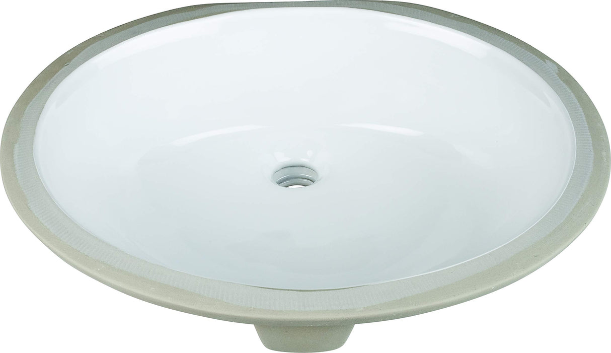 Hardware Resources H8810WH 17-3/8" x 14-1/4" White Oval Undermount Porcelain Bathroom Sink With Overflow