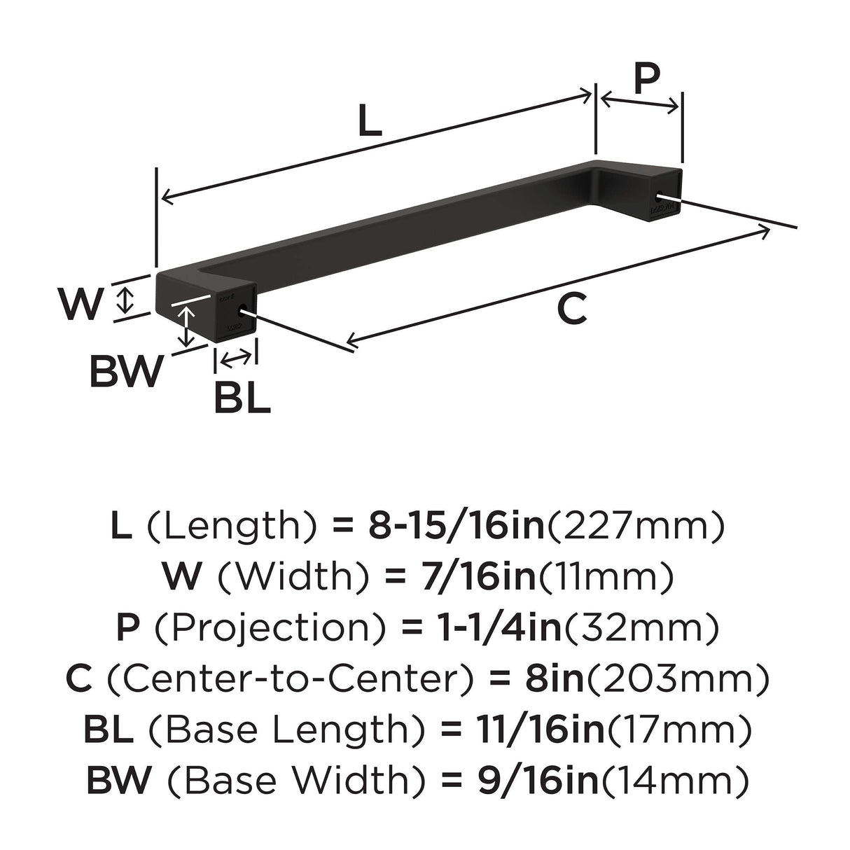 Amerock BP55282BBR Black Bronze Cabinet Pull 8 in (203 mm) Center-to-Center Cabinet Handle Blackrock Drawer Pull Kitchen Cabinet Handle Furniture Hardware
