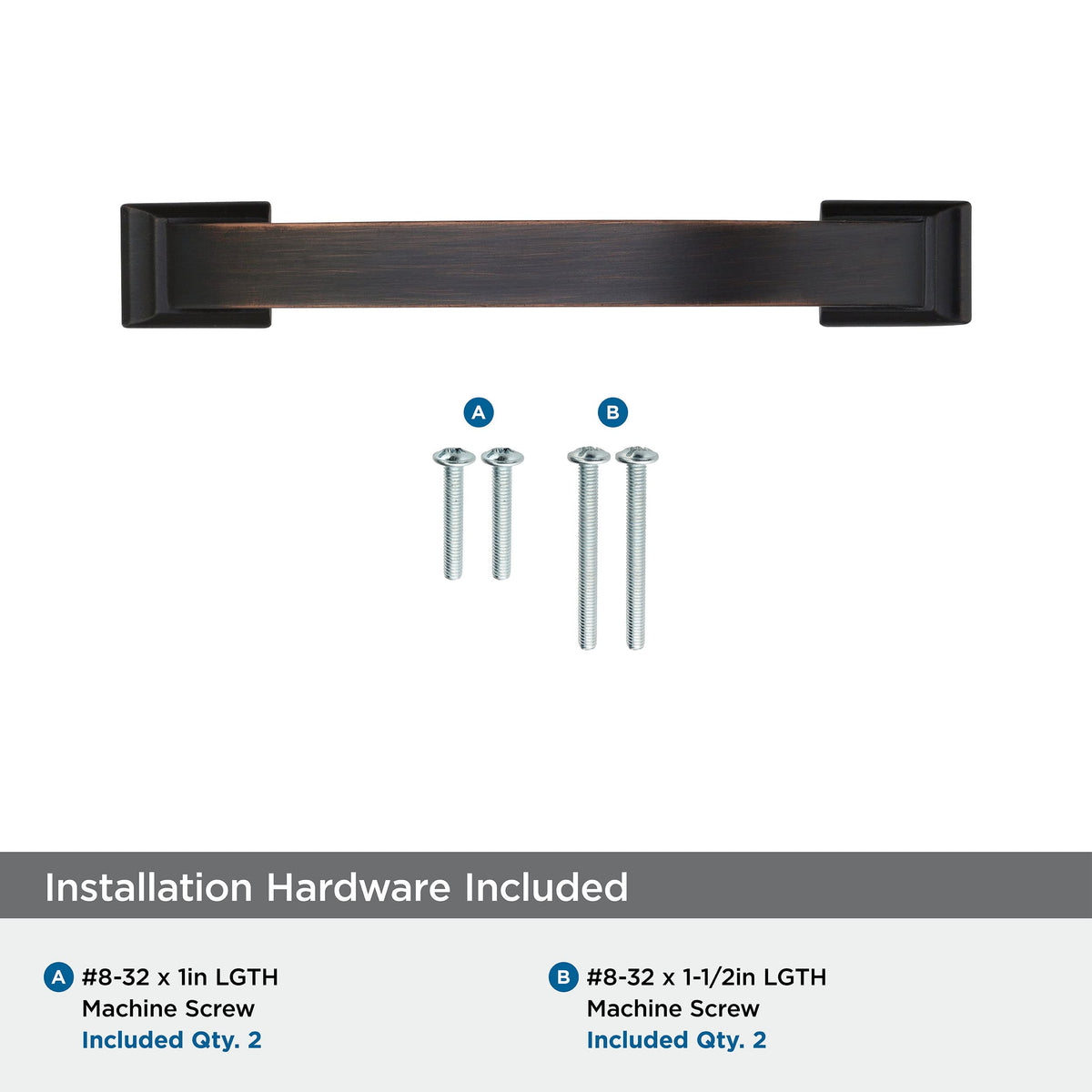 Amerock Cabinet Pull Oil Rubbed Bronze 3-3/4 inch (96 mm) Center to Center Candler 1 Pack Drawer Pull Drawer Handle Cabinet Hardware