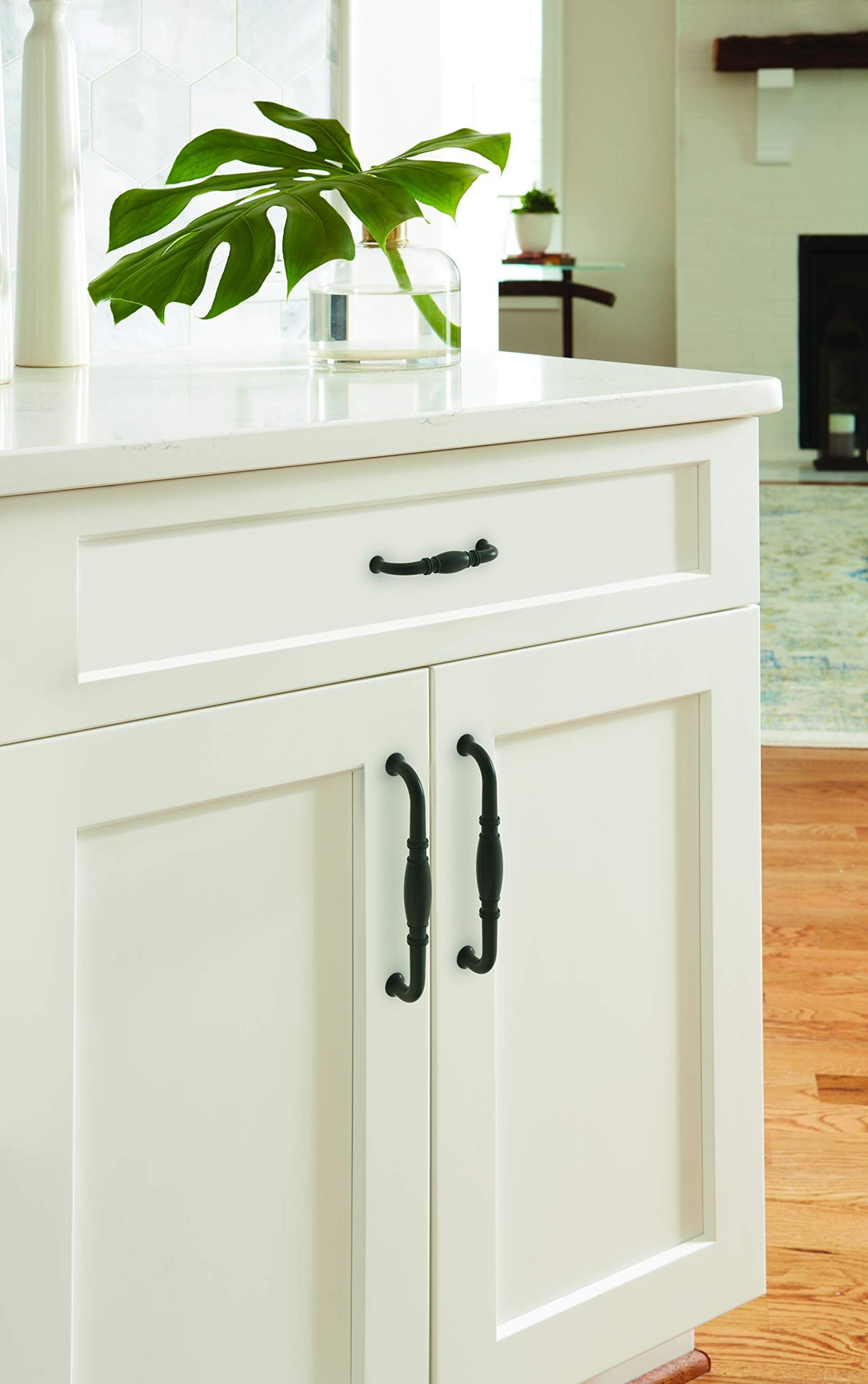 Amerock Cabinet Pull Matte Black 6-5/16 inch (160 mm) Center-to-Center Granby 1 Pack Drawer Pull Drawer Handle Cabinet Hardware