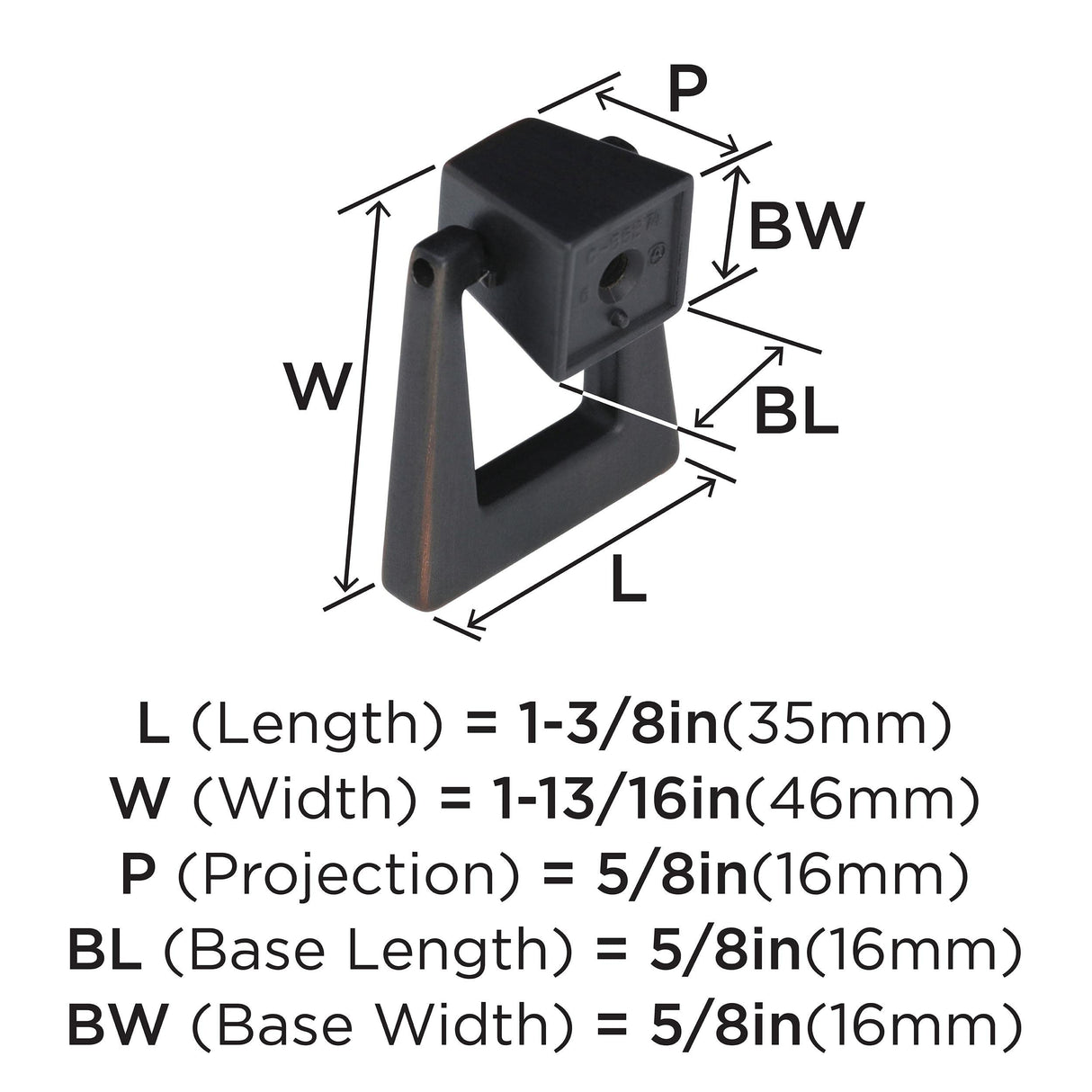 Amerock Cabinet Pendant Oil Rubbed Bronze 1-13/16 inch (46 mm) Length Blackrock 1 Pack Cabinet Knob Drawer Knob Cabinet Hardware