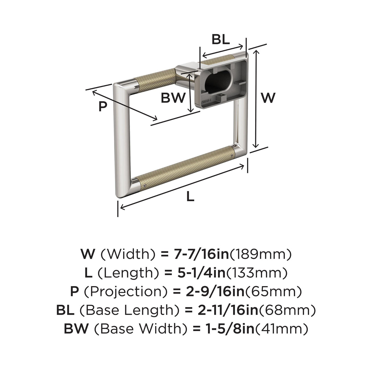 Amerock BH26612PNBBZ Polished Nickel/Golden Champagne Towel Ring 5-1/4 in (133 mm) Towel Holder Esquire Hand Towel Holder for Bathroom Wall Small Kitchen Towel Holder Bath Accessories