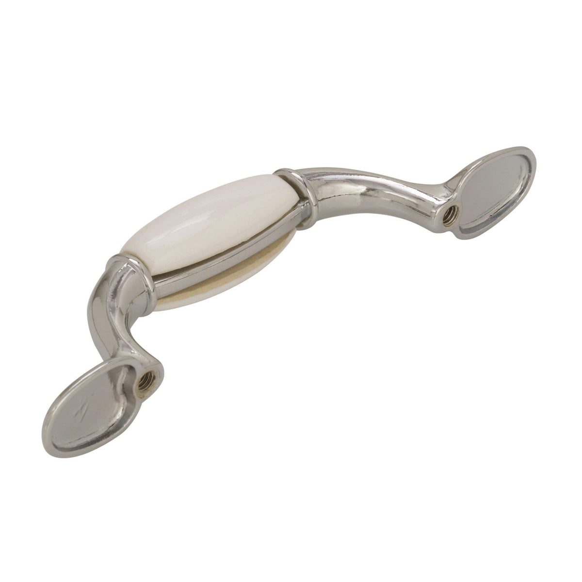 Amerock Cabinet Pull White / Polished Chrome 3 inch (76 mm) Center to Center Everyday Heritage 1 Pack Drawer Pull Drawer Handle Cabinet Hardware